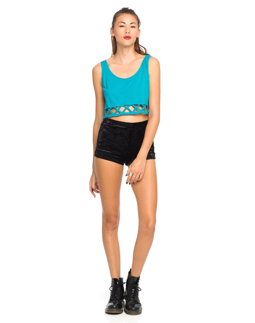 Imagen de Motel Plait Detail Crop Top En Cyan