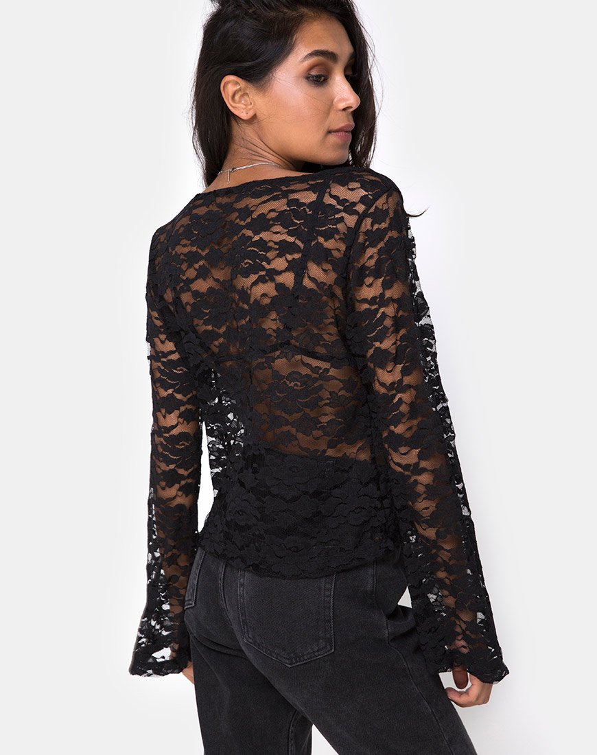 Porque Top de Encaje Negro