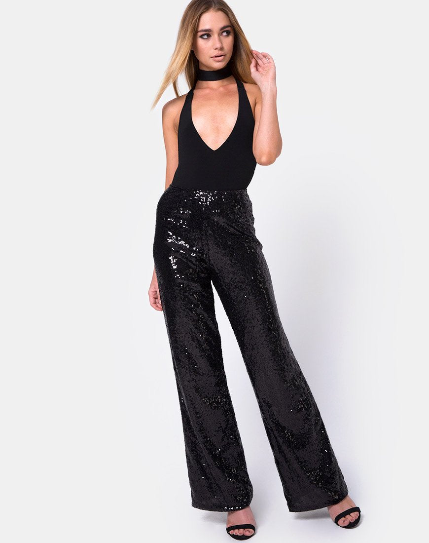 Pantalón Praga de Mini Lentejuelas Negro