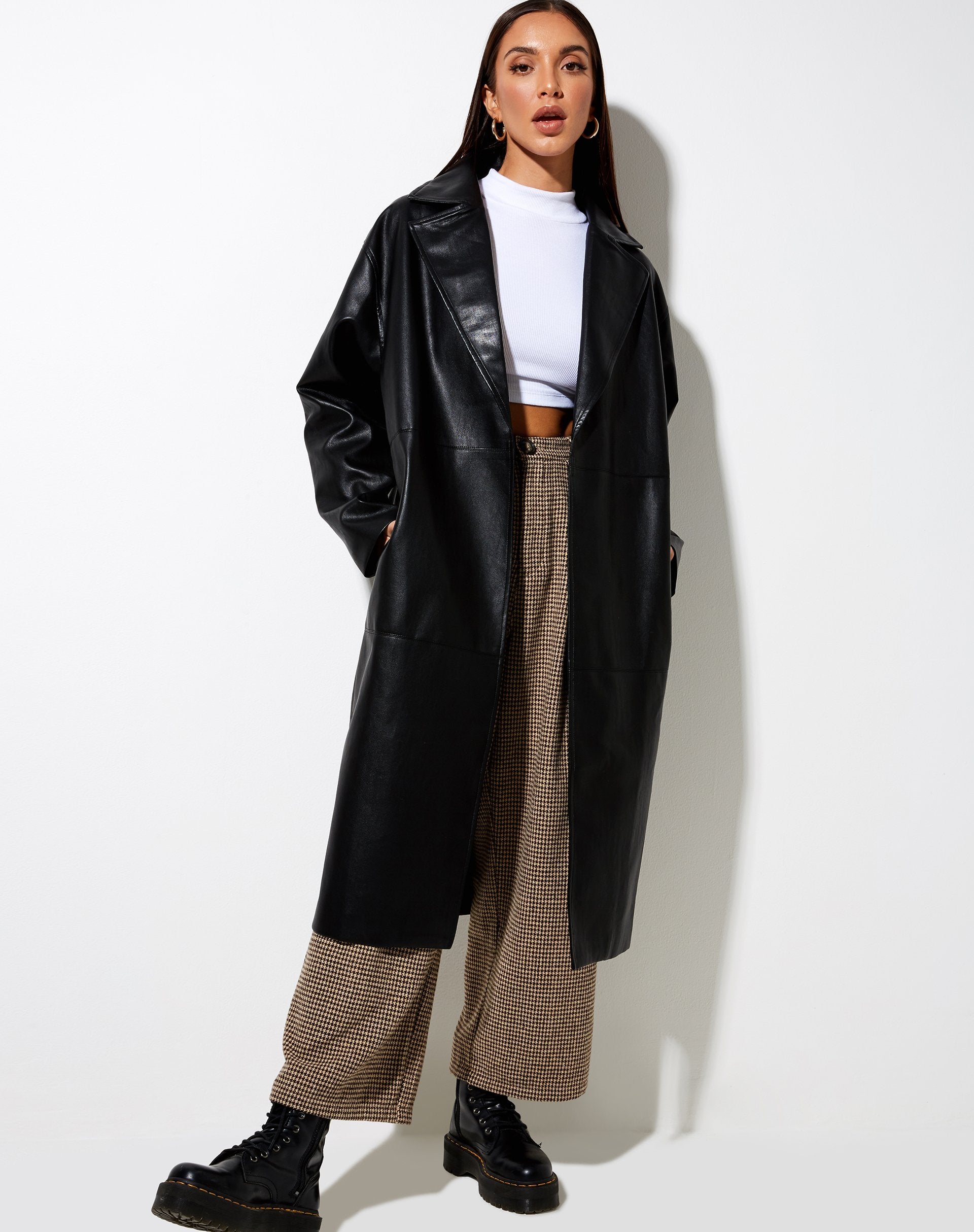 Imagen de Duster Longline Coat en Pu Negro