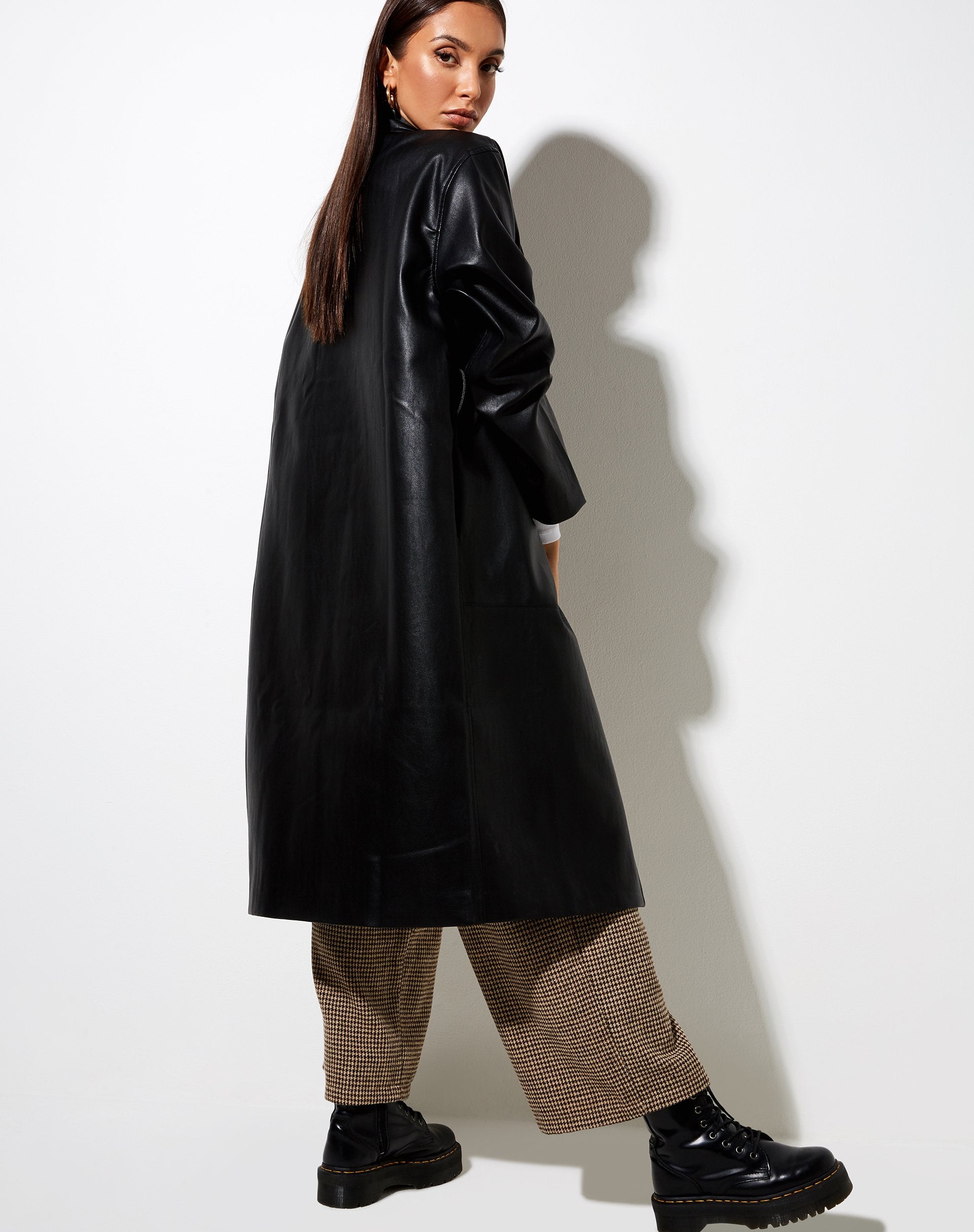 Imagen de Duster Longline Coat en Pu Negro