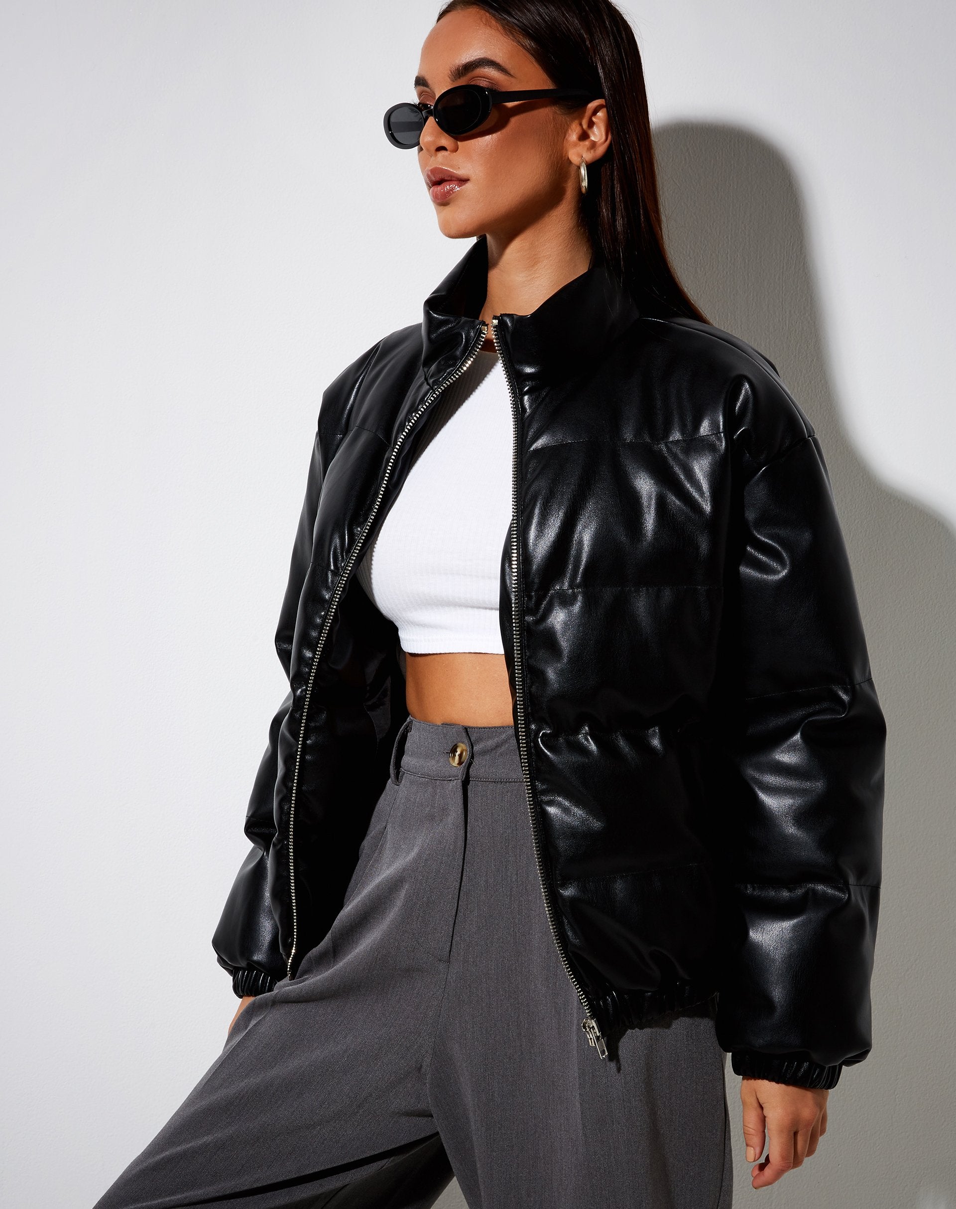 Imagen de Puffa Puffer Jacket en PU Negro