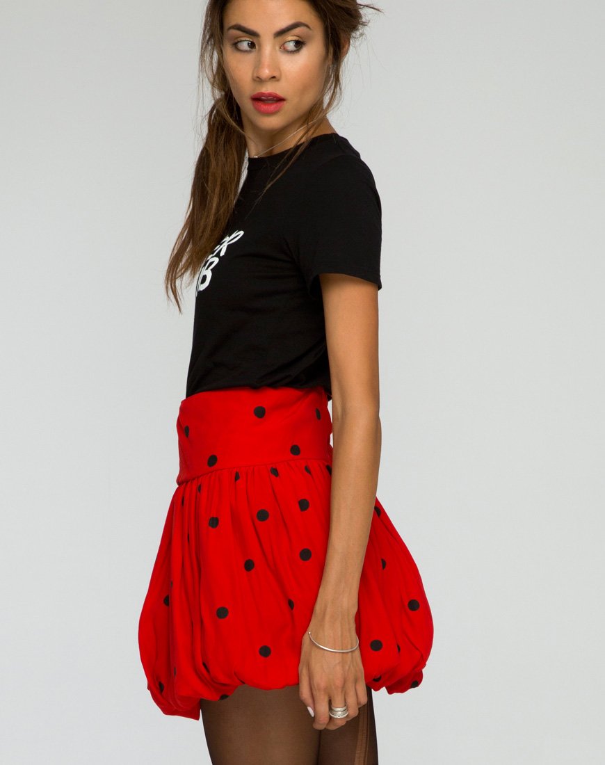 Falda Puff Ball en Polkadot Rojo y Negro