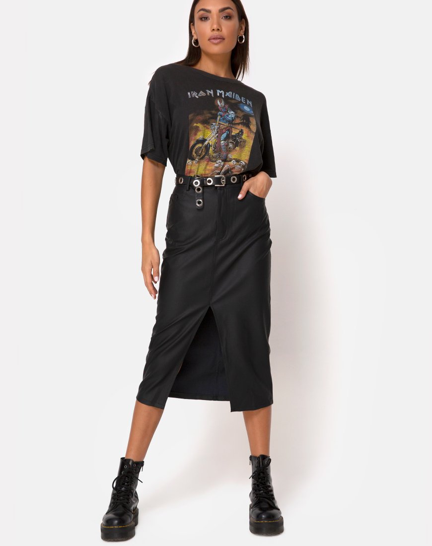 Imagen de Pyra Falda Midi en PU Negra
