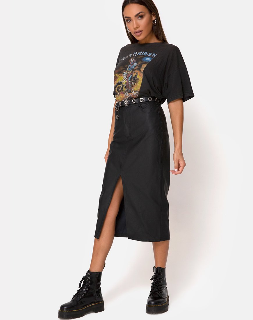 Imagen de Pyra Falda Midi en PU Negra