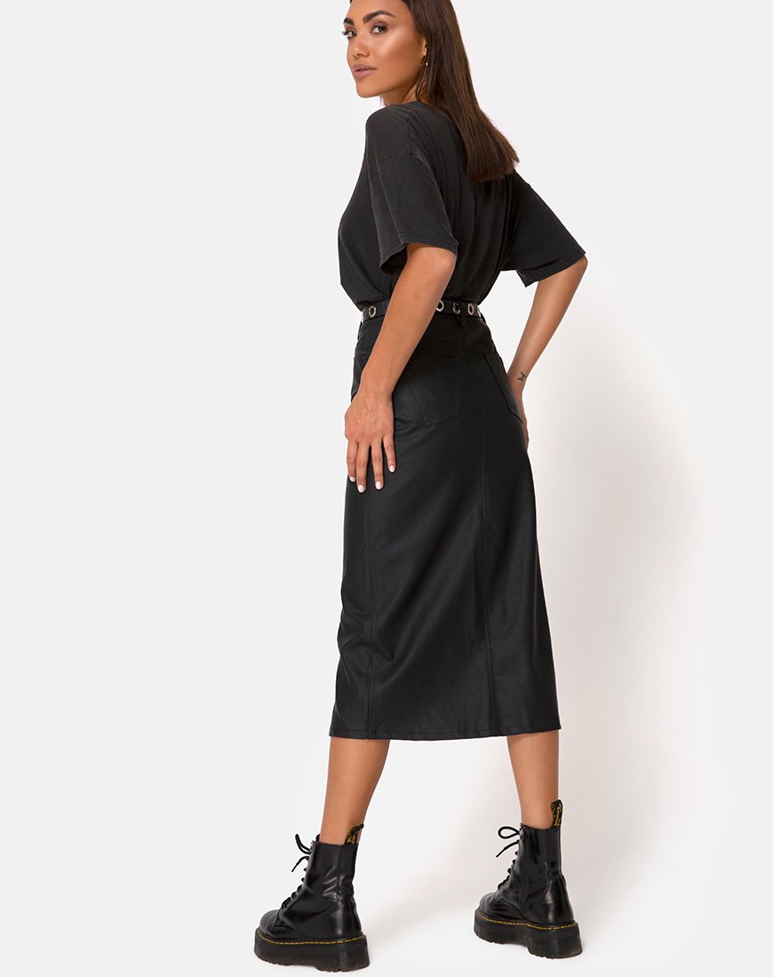 Imagen de Pyra Falda Midi en PU Negra