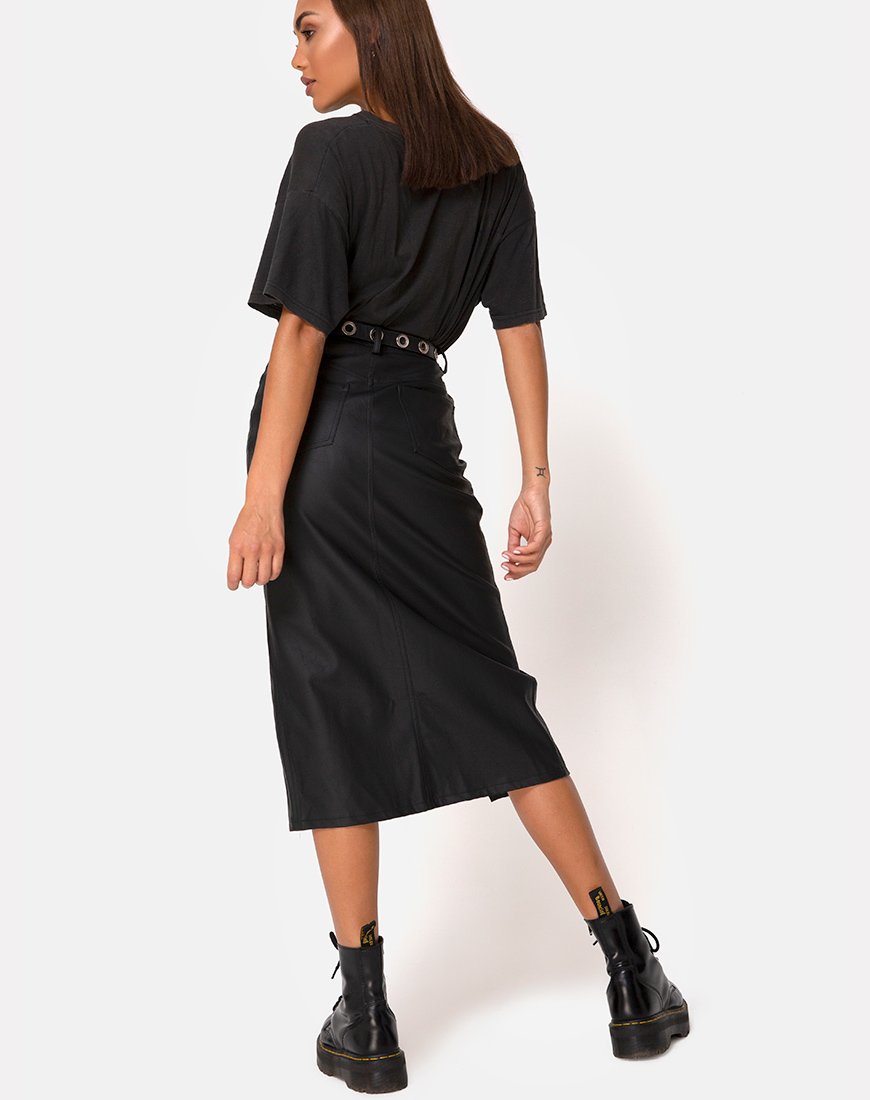 Imagen de Pyra Falda Midi en PU Negra
