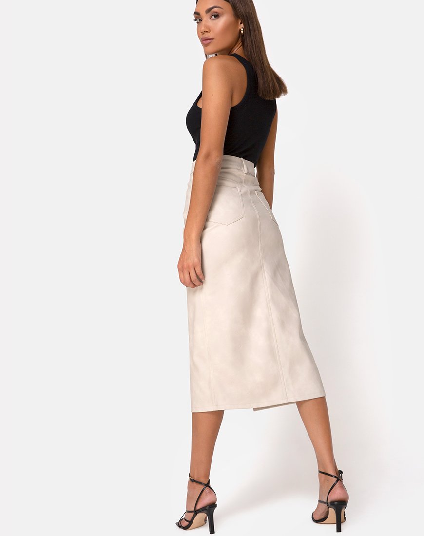 Imagen de Pyra Falda Midi en PU Piedra