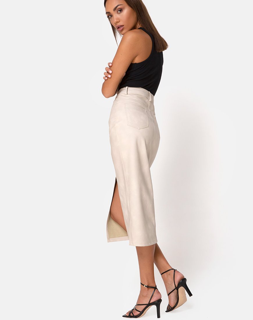 Imagen de Pyra Falda Midi en PU Piedra