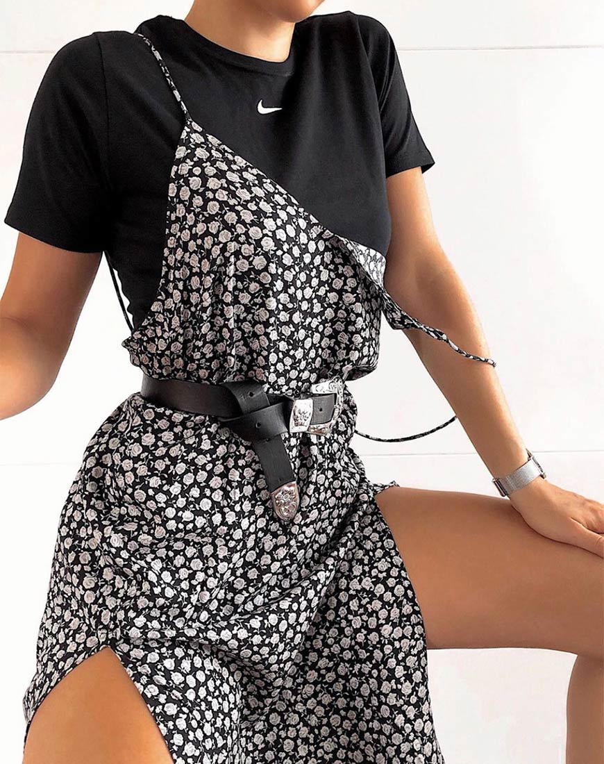 Vestido Hime en Ditsy Rose Negro