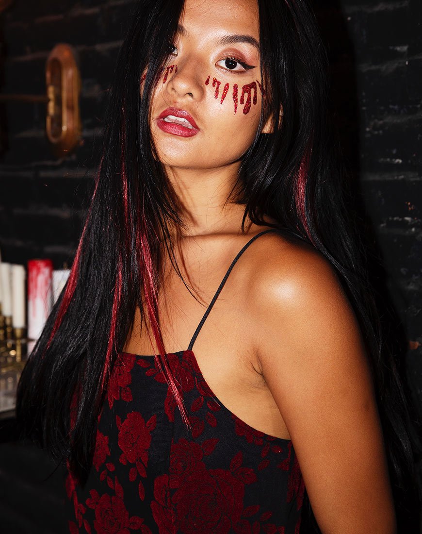Image of Pegatina lágrima roja sangre purpurina by Gypsy Shrine