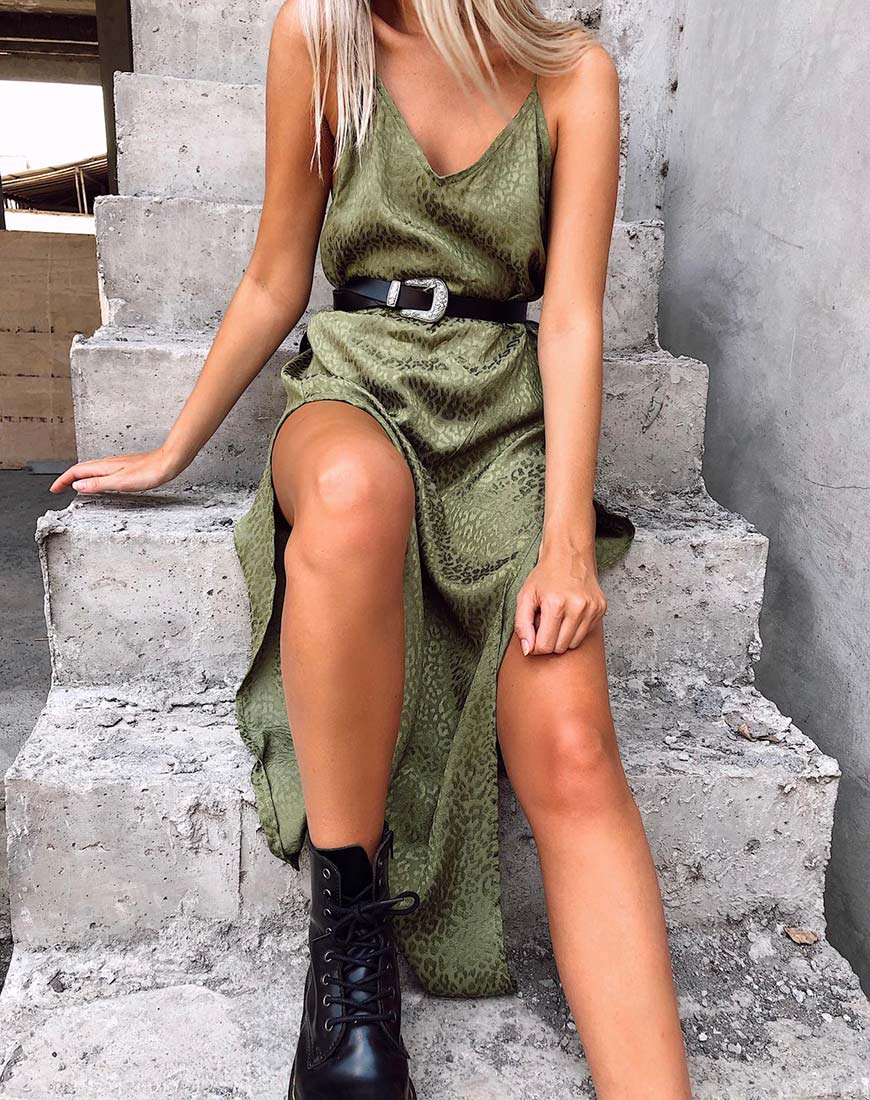 Vestido Hime en Satén Chita Caqui