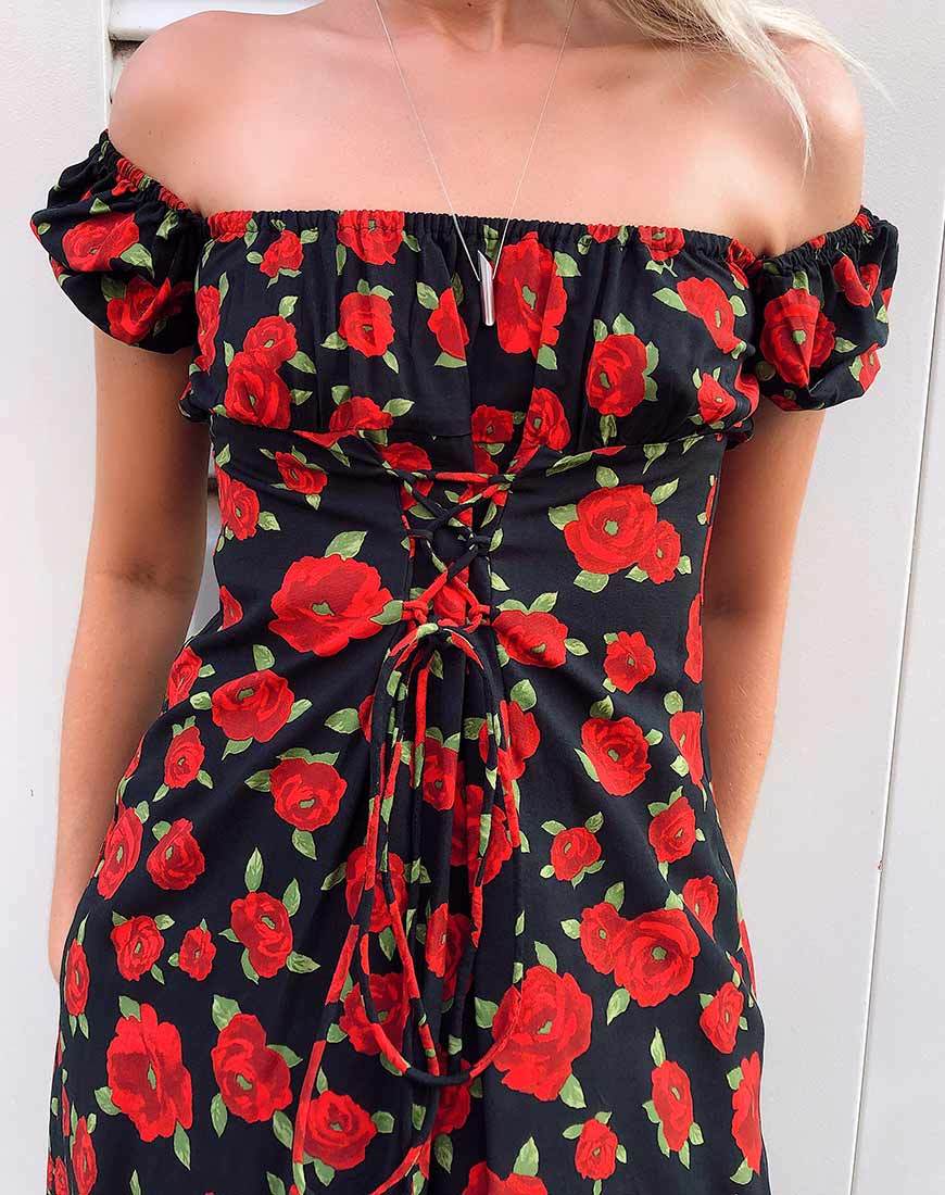 Imagen de Ruzenta Mini Vestido en Roaming Rose Negro