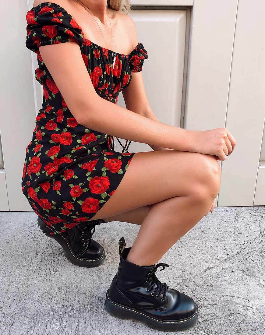 Imagen de Ruzenta Mini Vestido en Roaming Rose Negro