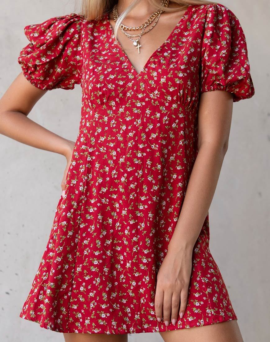 Vestido Elfira en Falling for You Floral Rojo