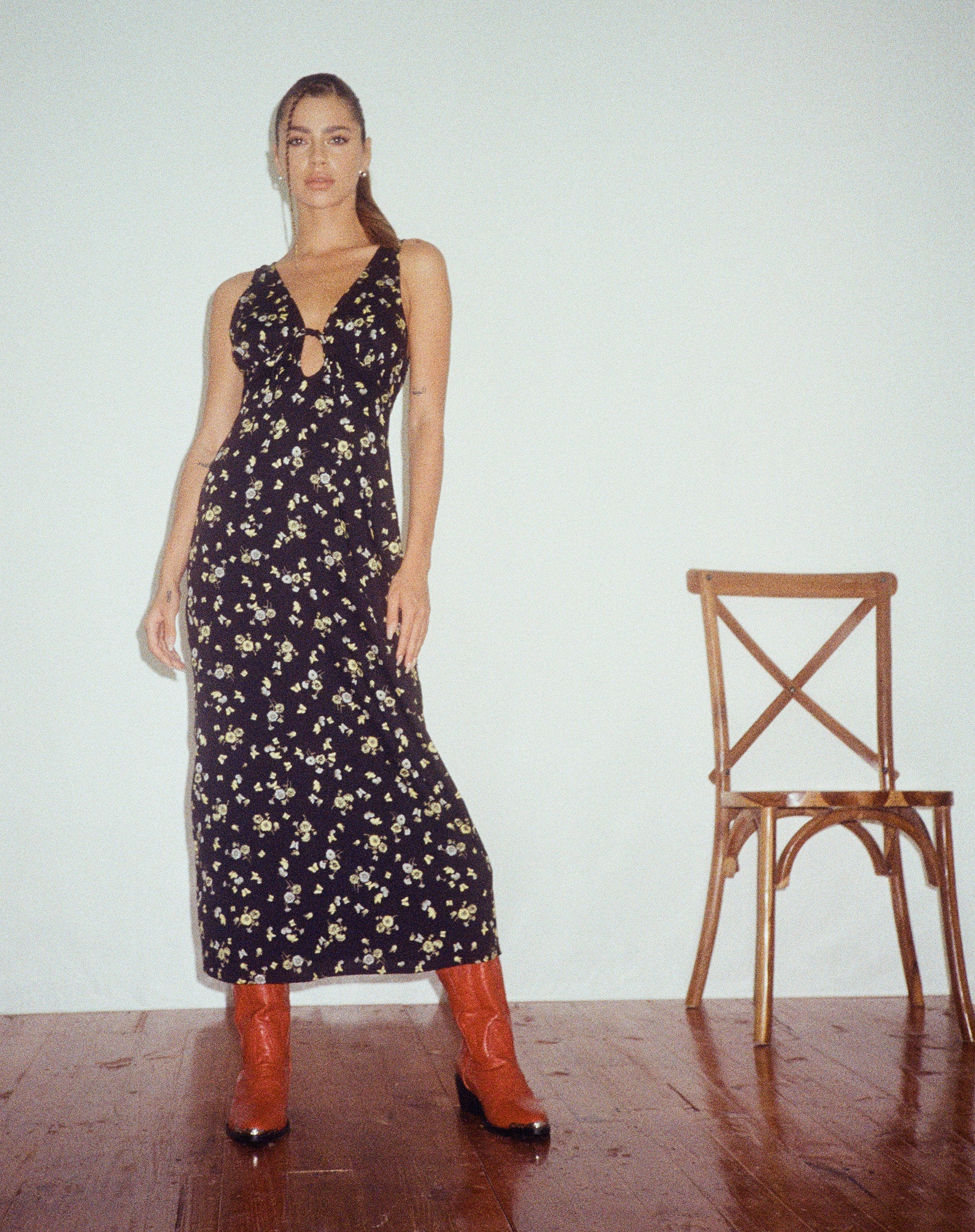 imagen de Fiaso Midi Dress in Lemon and Lime Black