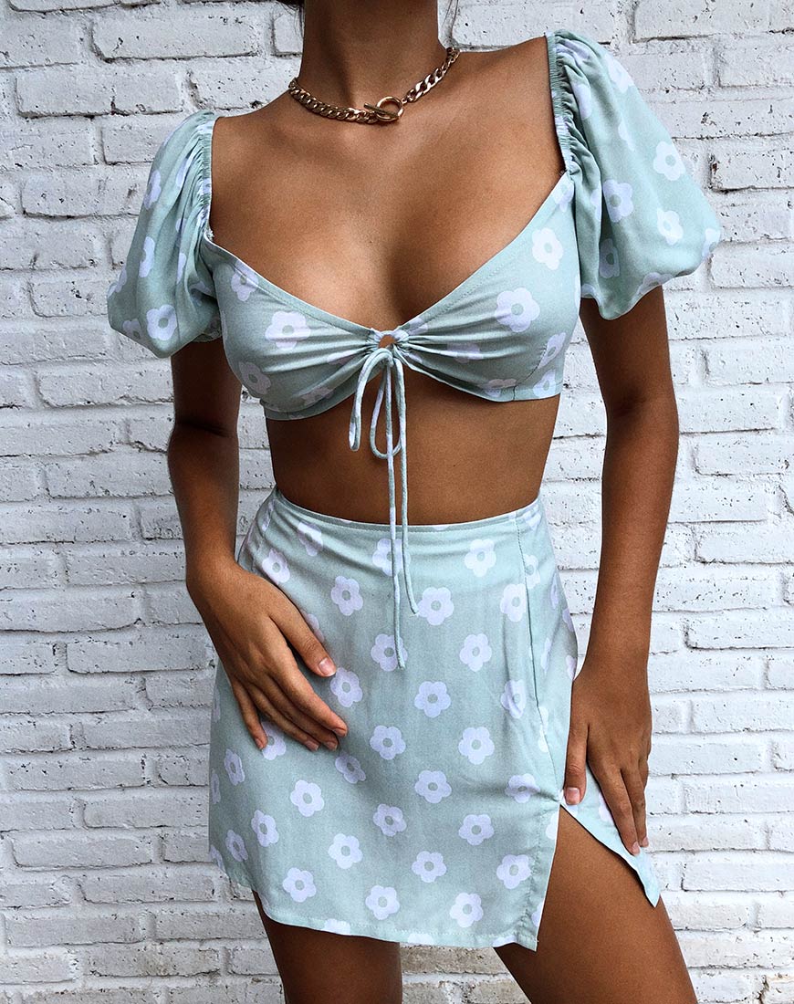 Chelin Crop Top en Sage Daisy