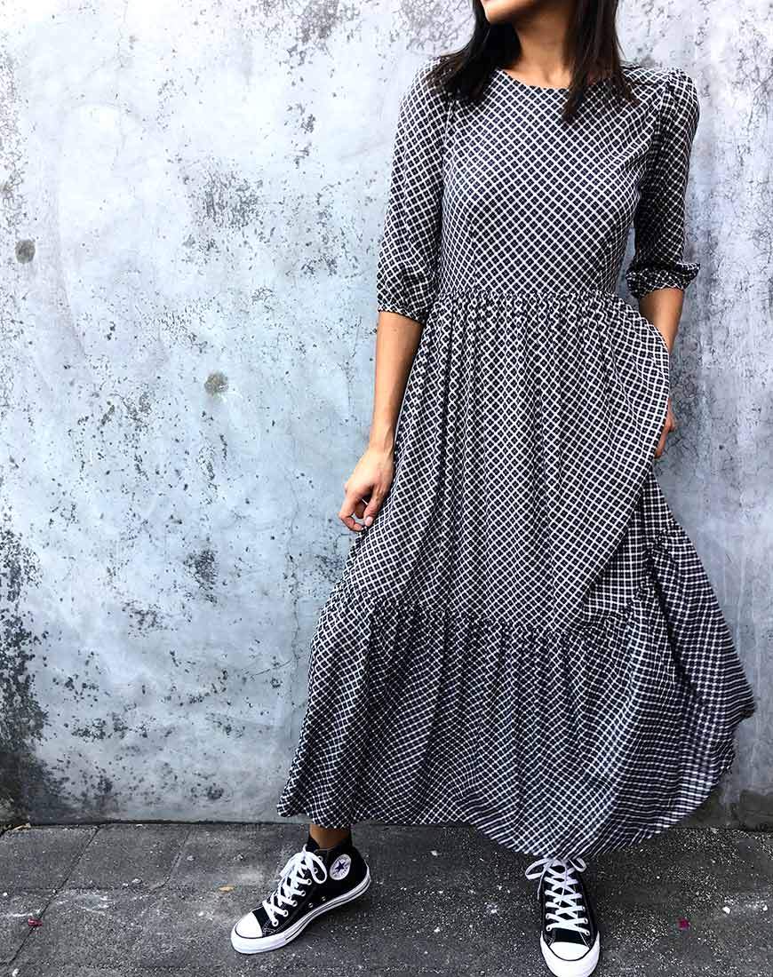 Maxi Vestido Ellery en Check it Out Negro