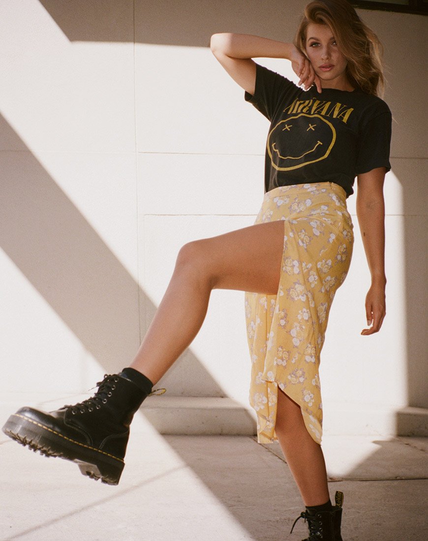 Imagen de la falda Saika Midi en color Rose Bunch Yellow