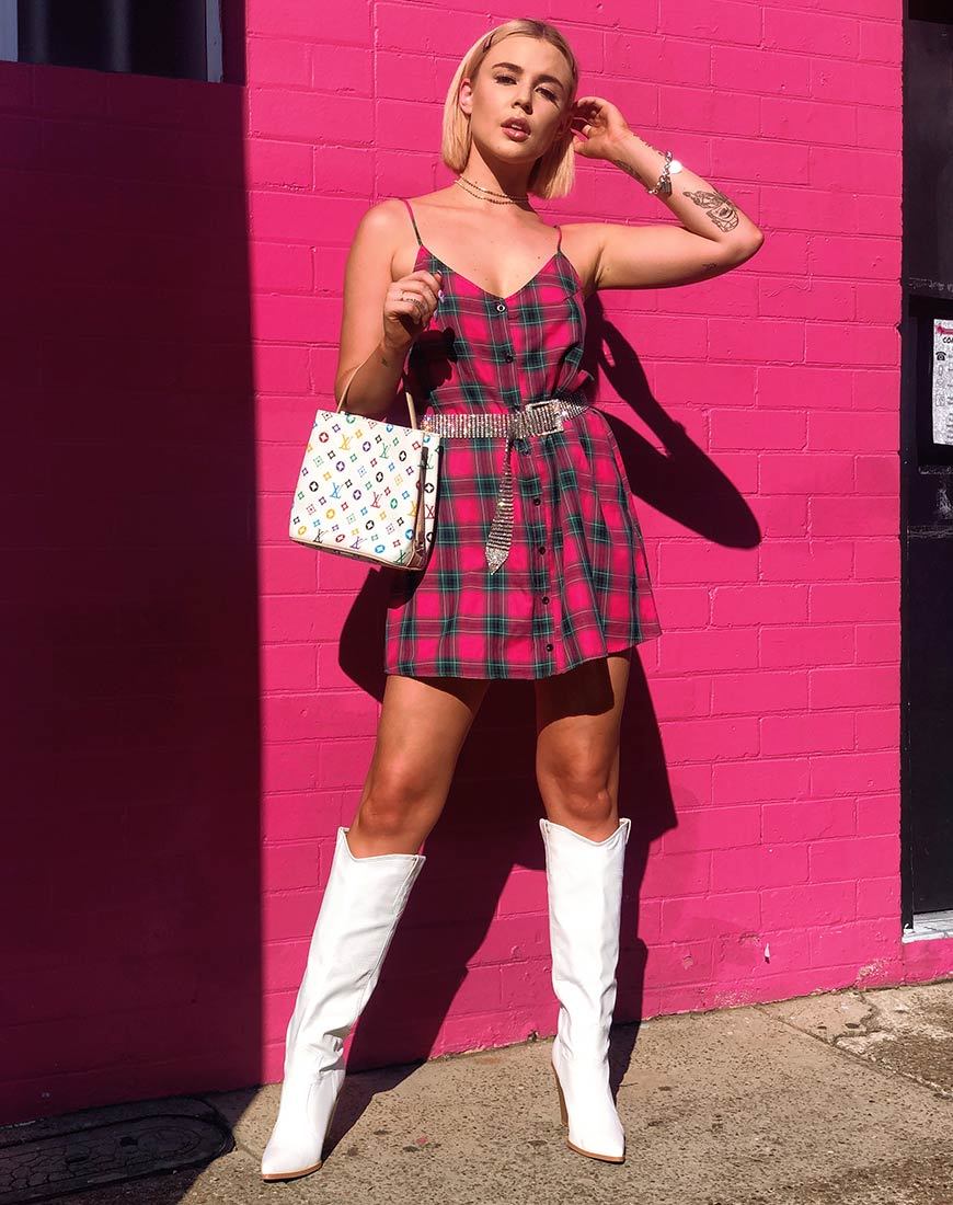 Imagen de Sanna Slip Dress in Pink and Green Check