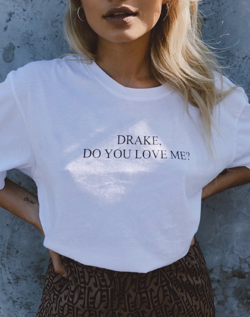 Imagen de Oversize Basic Tee in White Drake Do You Love Me