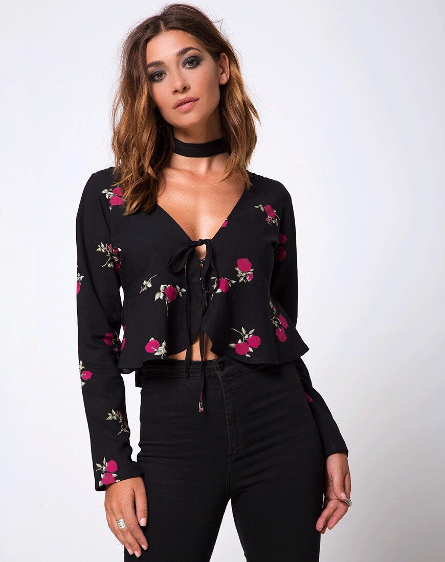 Top enredadera en rosa grunge