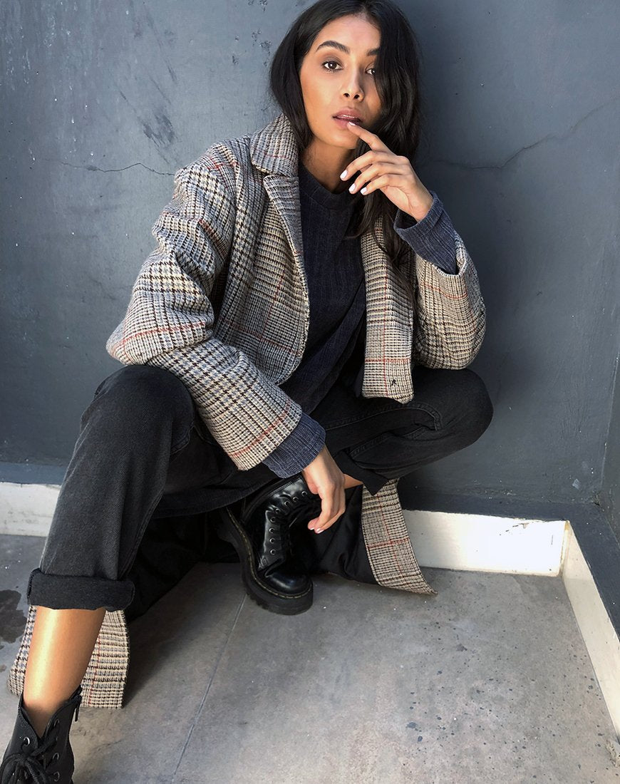 Imagen de Duster Longline Coat in Glenn Check Natural