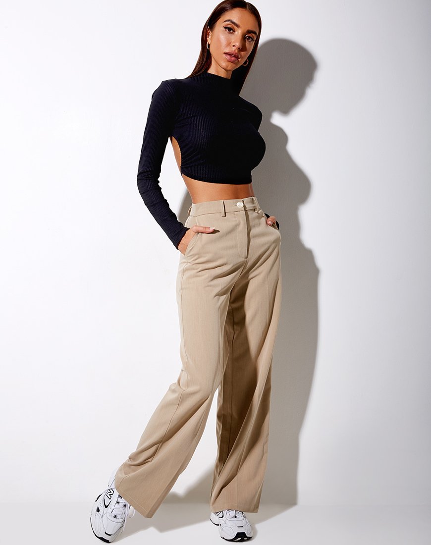 Imagen de Quelia Crop Top de canalé Negro