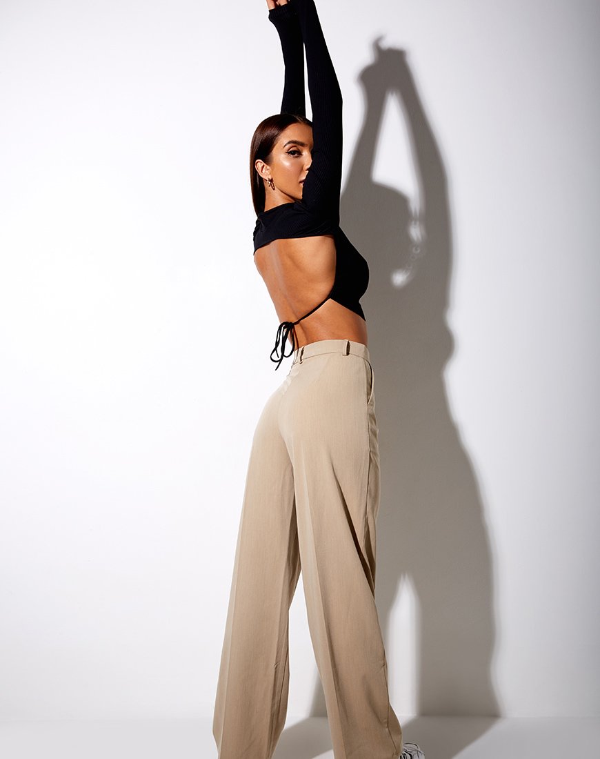 Imagen de Quelia Crop Top de canalé Negro