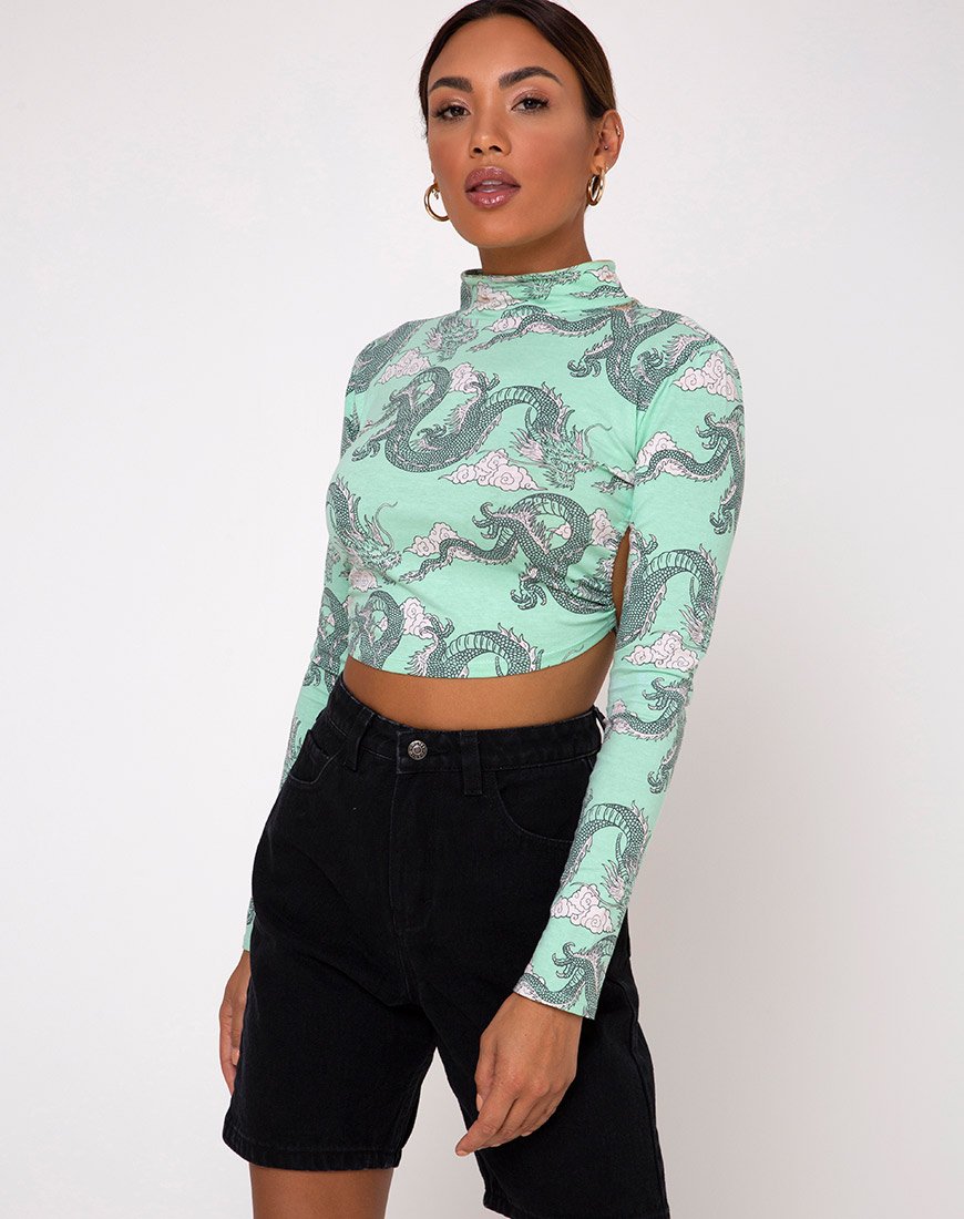 Imagen de Quelia Crop Top en Dragón Chino Neo Menta