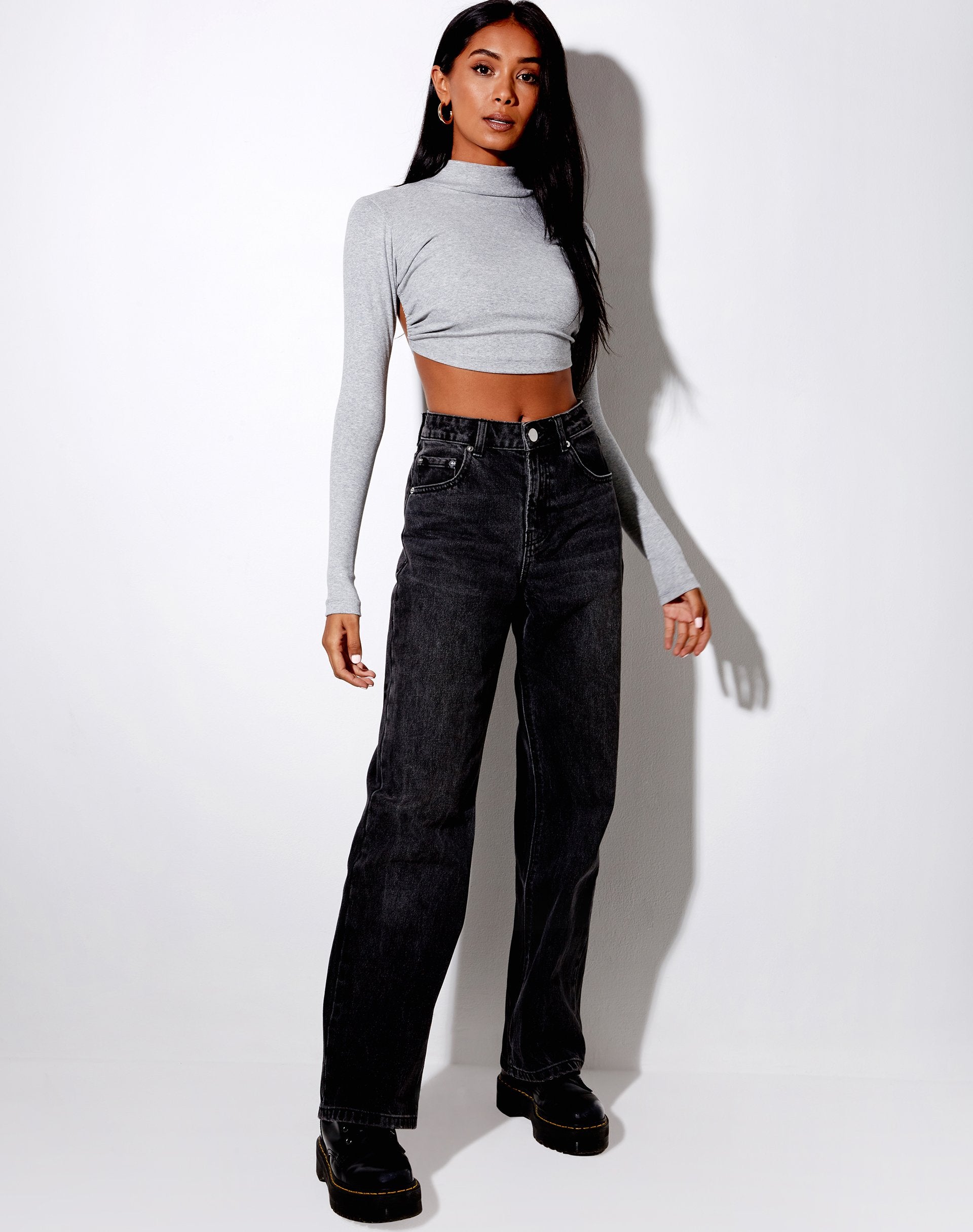 Imagen de Quelia Crop Top en canalé Greymarl