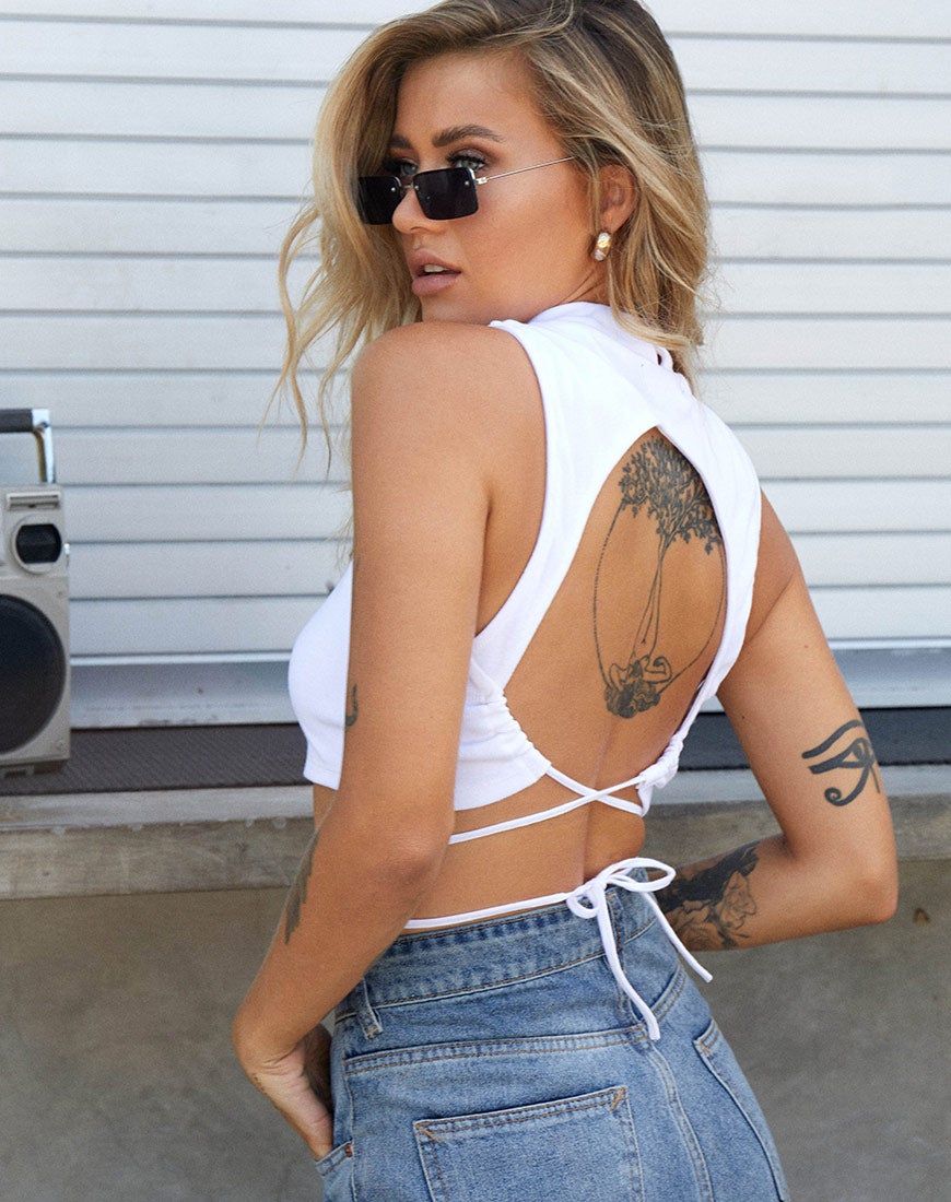 Imagen de Quera Crop Top en rib blanco