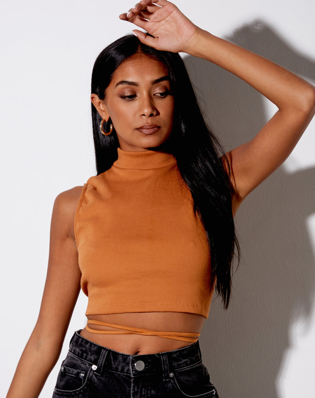 Quera Crop Top en Rib Salted Caramel