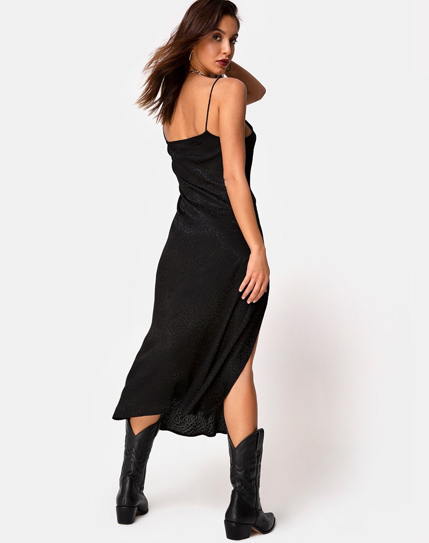 Vestido Quinty Midi de satén Chita Negro