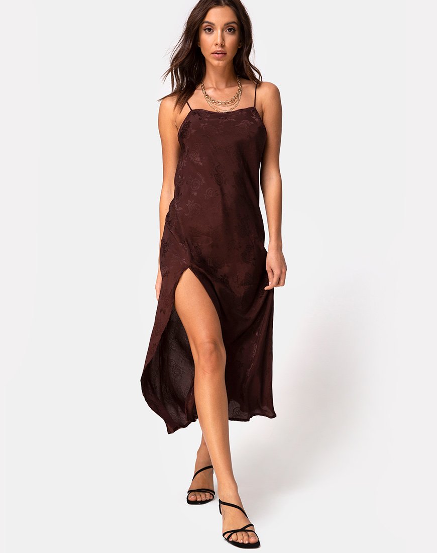 Vestido Quinty en Satén Rosa Cacao