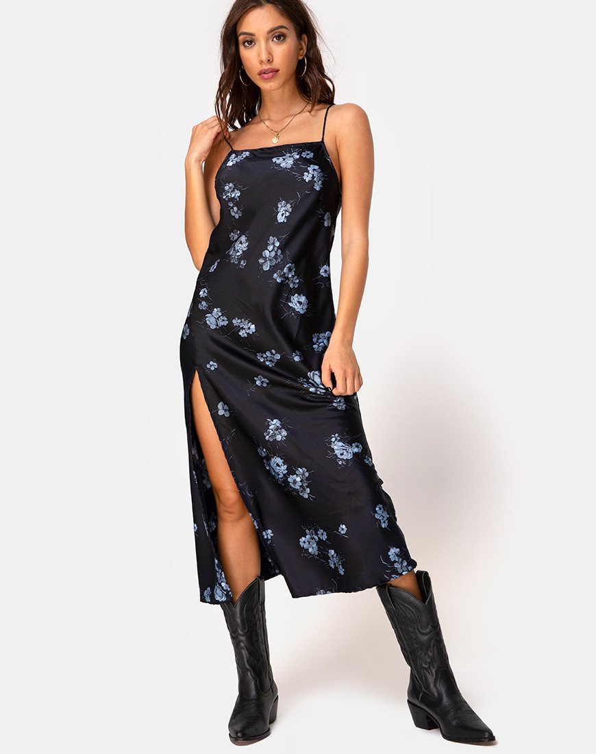 Vestido Quinty en Mono Flor Negro