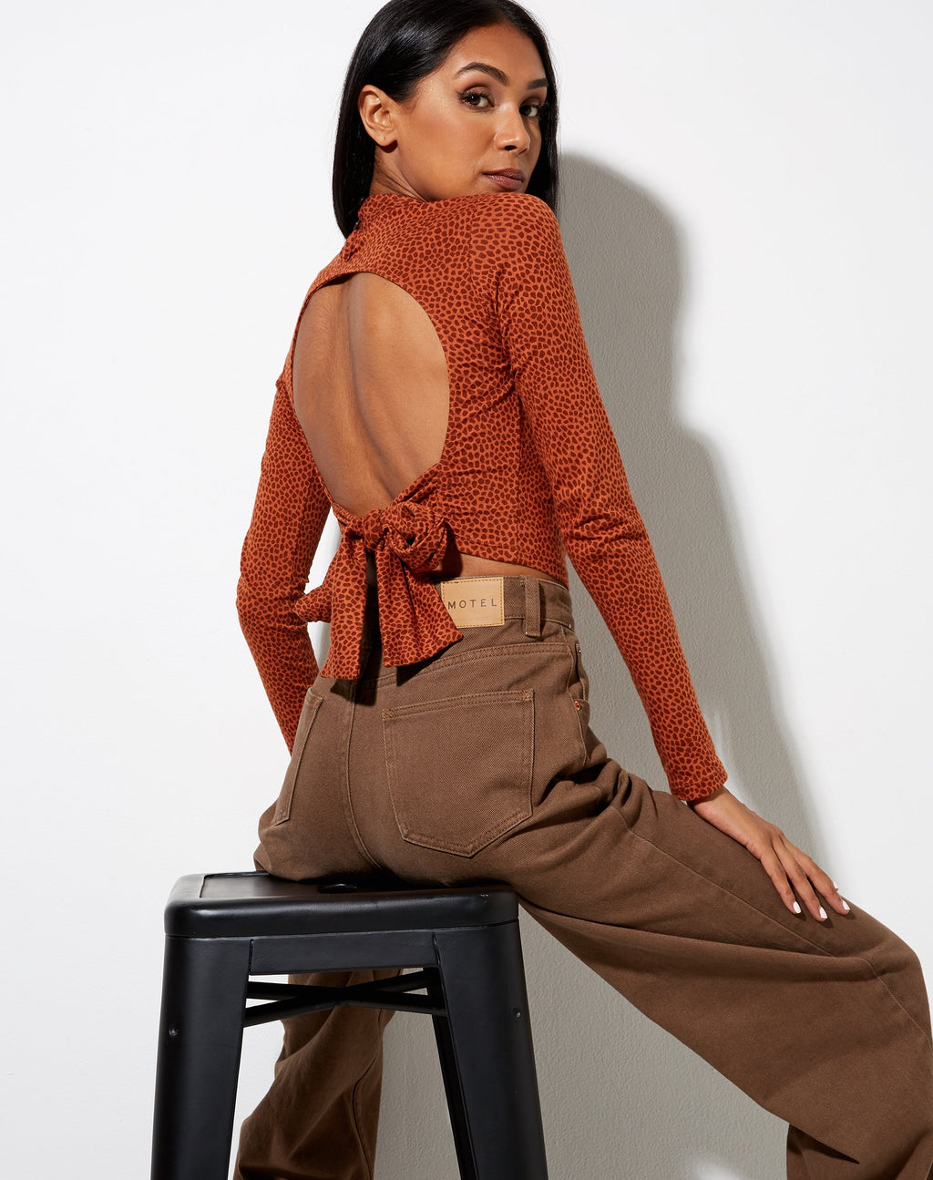 Quky Crop Top en Mini Croc Marrón