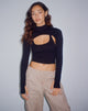 imagen de Raccet Long Sleeve Crop Top in Black