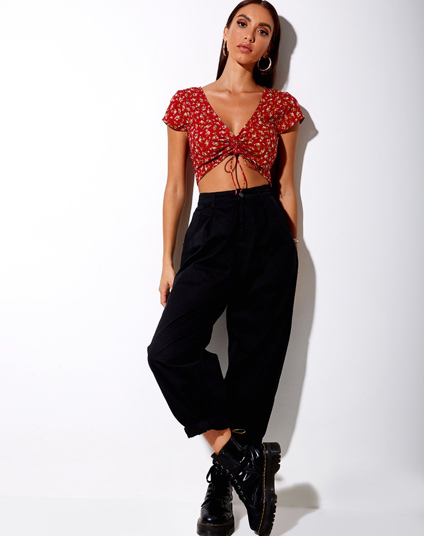 Imagen de Raeto Crop Top en Falling For You Floral Rojo