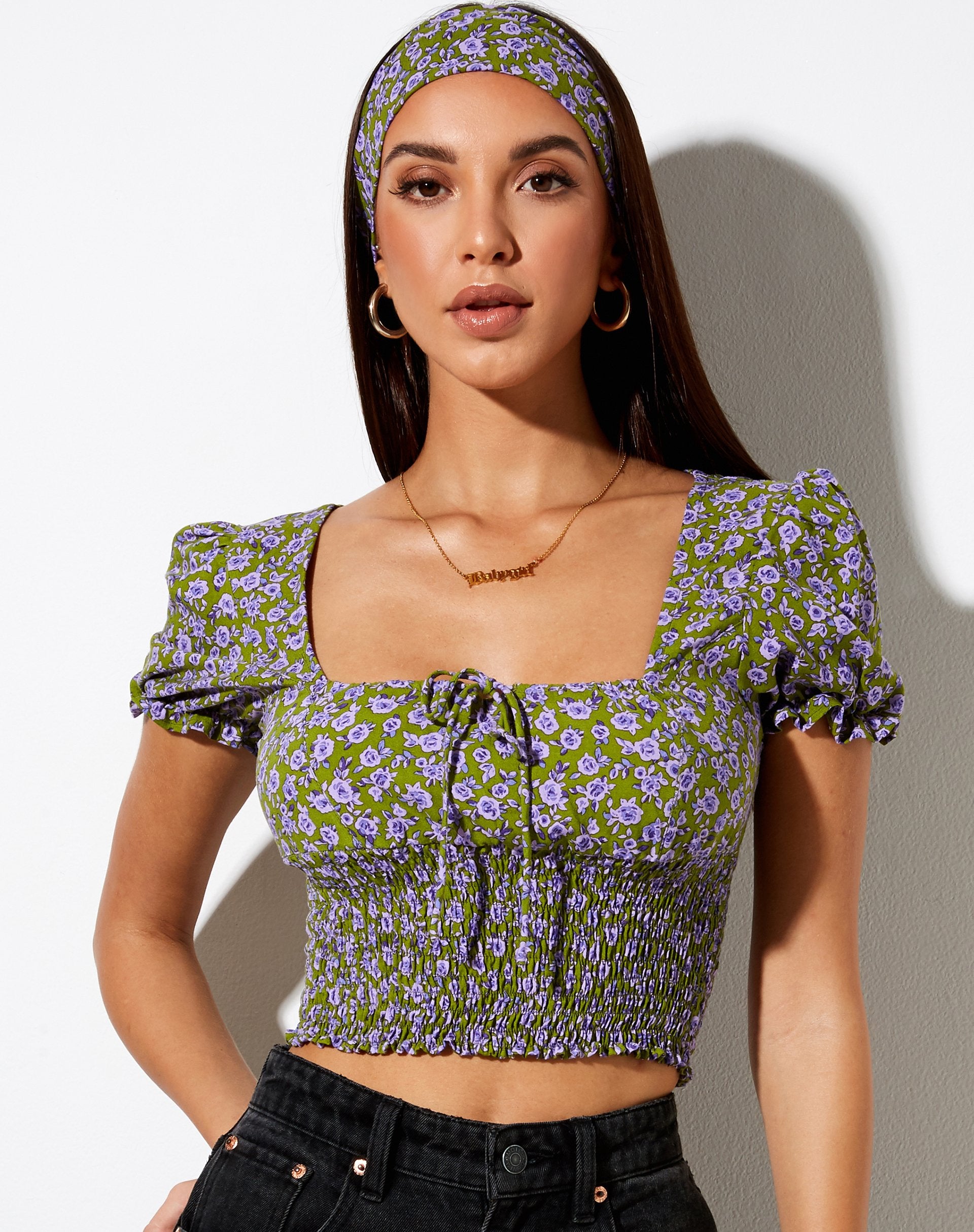 Imagen de Raquel Crop Top en Caqui Flor de Otoño