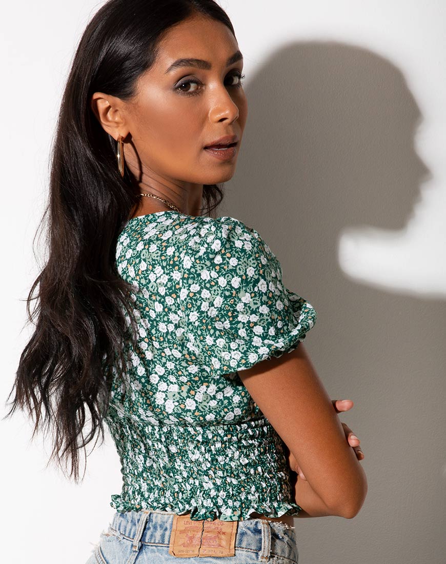 Top Raquel en Floral Verde Campo