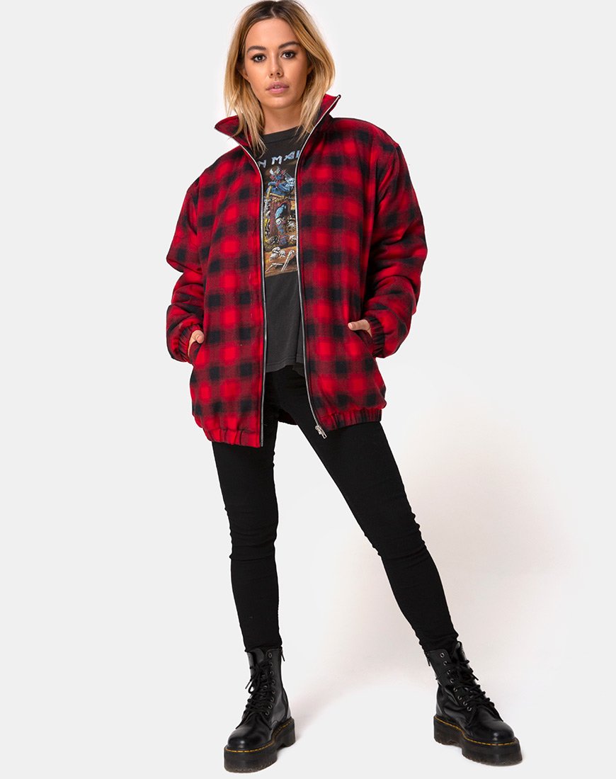 Imagen de la chaqueta Raven en Plaid Rojo Negro