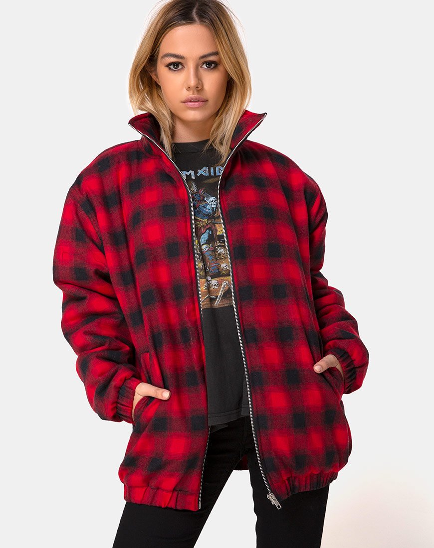 Imagen de la chaqueta Raven en Plaid Rojo Negro
