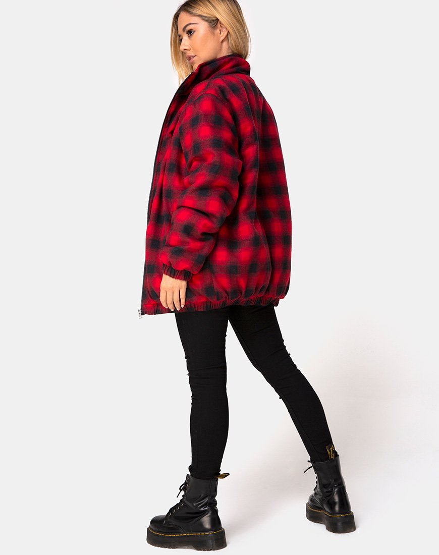 Imagen de la chaqueta Raven en Plaid Rojo Negro