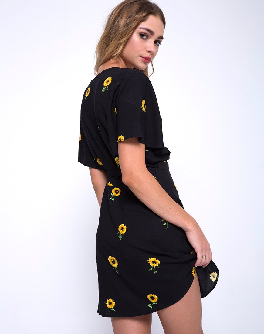 Rawa Wrap Dress en Ditsy Sunflower