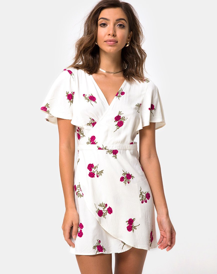 Vestido envolvente Rawa en Grunge Rose Ivory
