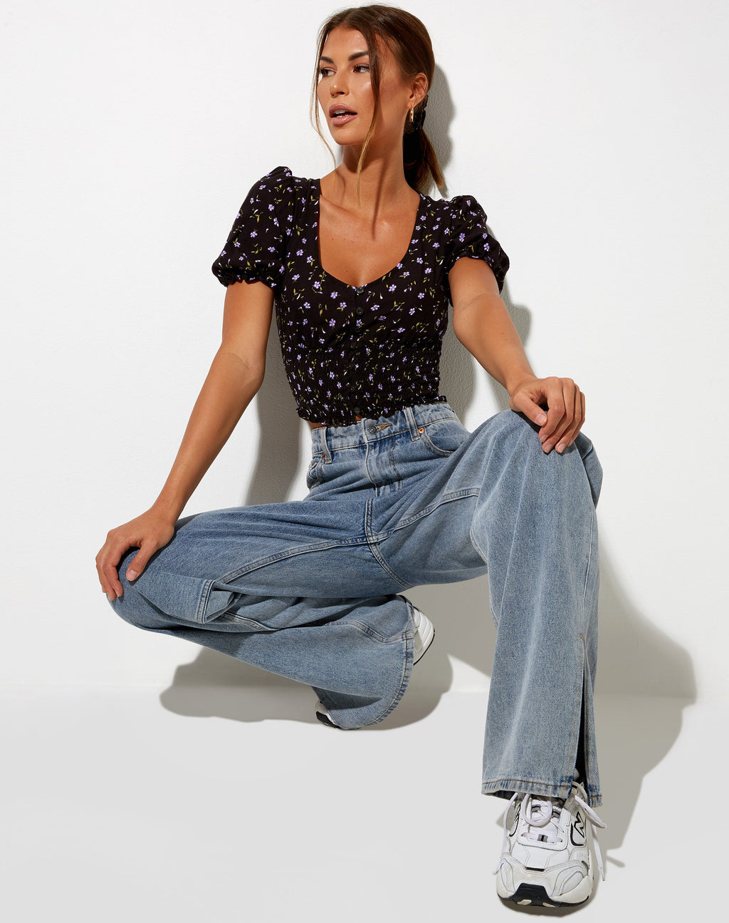 Top Ray en café y morado Pretty Petal