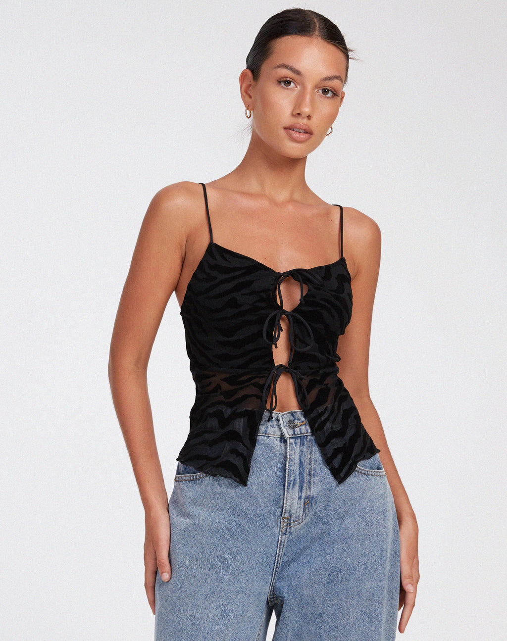 Rayu Top en Zebra Flock Negro