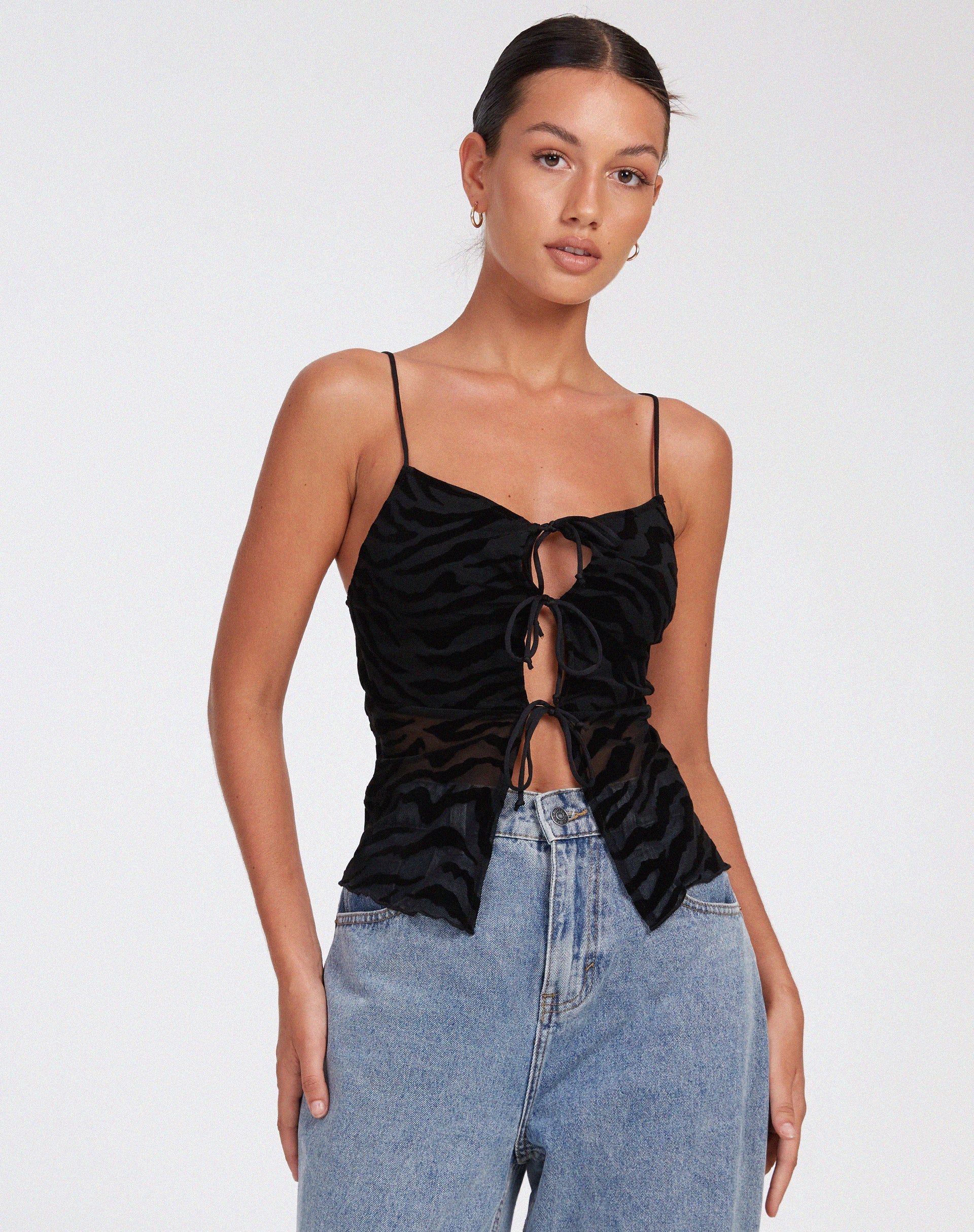 IMAGEN DE Rayu Top en Zebra Flock Negro