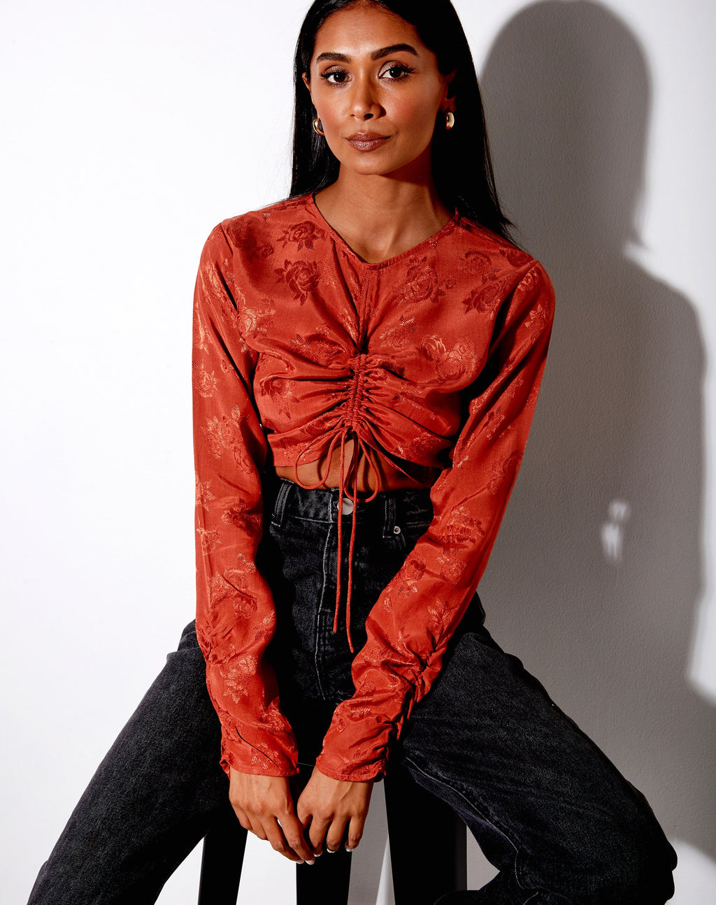 Crop Top Rean en rosa cobrizo satinado